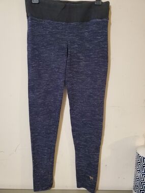 Y2k VS PINK Navy Heather Leggings with Black Waistband Sz M